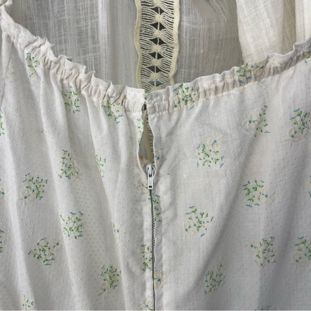 Vintage 60’s/70's Prairie White Cottagecore Short Sleeve Ruffle Maxi Dress XS/S - Picture 8 of 11